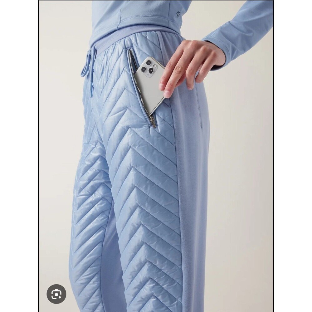Athleta Apres Ski Jogger Heron Blue Winter Pants Quilted Size 8 NWT Warm Cozy - Picture 5 of 11